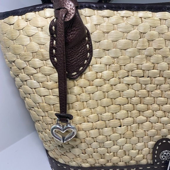 Brighton | Woven Straw Shoulder Bag with Leather Trim - Picture 3 of 9